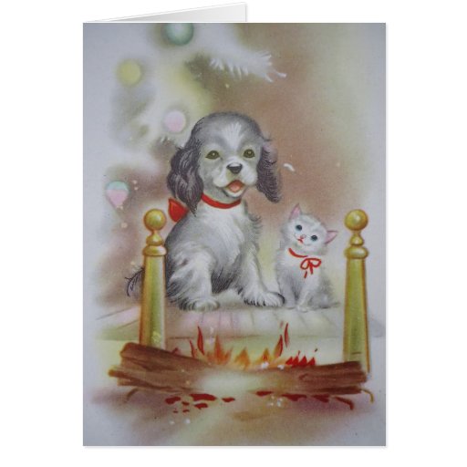 Cat and Dog Christmas Card Zazzle