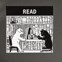 Cat and Dog in the Library Magnets