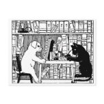 Cat and Dog in the Library Postcard