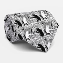 Cat and Dog in the Library Neckwear