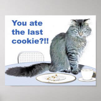 Cat and Empty Cookie Plate Poster