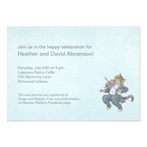 Cat and Fiddle Baby Shower Blue Custom Invites