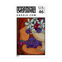 Cat and Figs Postage Stamps