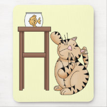 Cat and Fish Bowl Mousepads