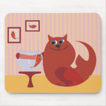 cat and fish in love mousepads