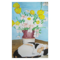 Cat and Flowers Customized Stationery