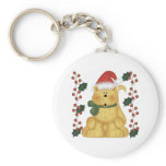 Cat And Holly Christmas Keychain