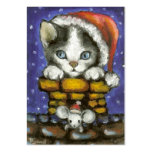 Cat and mouse in Santa's hats Business Card