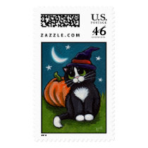 Cat and Pumpkin Postage