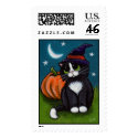 Cat and Pumpkin Postage stamp