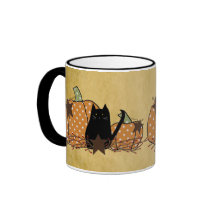 Cat And Pumpkins Mug