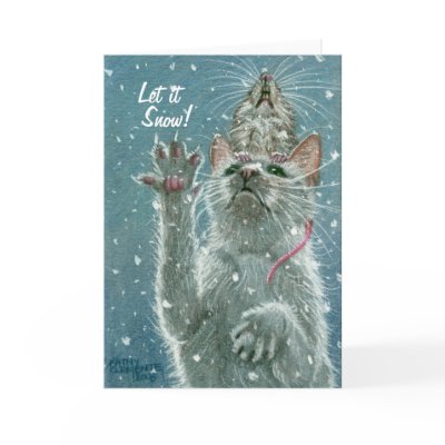 Cat and Rat Greeting Card, Let it Snow!