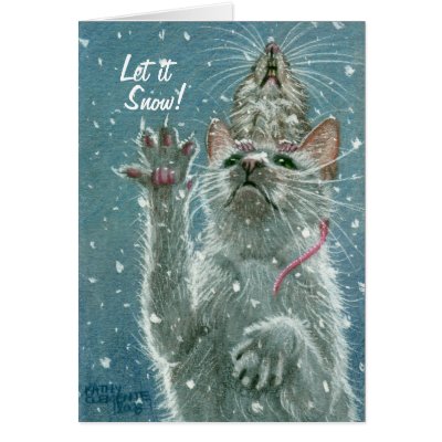 Cat and Rat Greeting Card, Let it Snow!