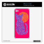 Cat And The Moon Art  iPhone 4 Skin