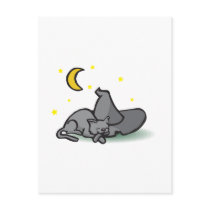 Cat and Witches Hat Halloween design postcards