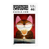 cat art - fire (5 elements) postage stamps