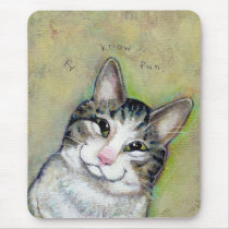 Cat art fun portrait My Middle Name is Trouble mousepads