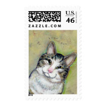 Cat art fun portrait My Middle Name is Trouble stamps