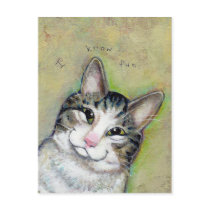 Cat art fun portrait My Middle Name is Trouble postcards