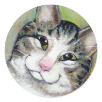 Cat art fun portrait My Middle Name is Trouble stickers