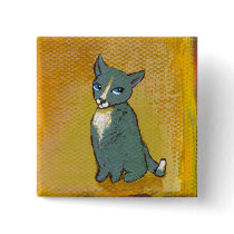 Cat art goofy cute trouble funny little painting buttons
