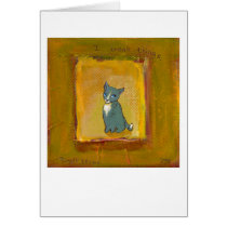 Cat art goofy cute trouble funny little painting cards