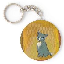 Cat art goofy cute trouble funny little painting keychains