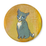 Cat art goofy cute trouble funny little painting fridge magnet