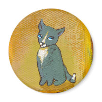 Cat art goofy cute trouble funny little painting magnets