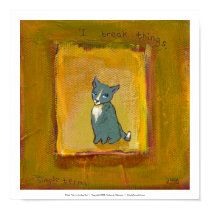 Cat art goofy cute trouble funny little painting posters