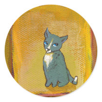 Cat art goofy cute trouble funny little painting stickers