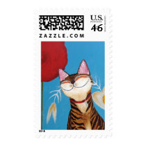 cat art - kenzo flower postage