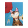 cat art - kenzo flower post card
