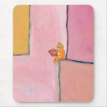 Cat art reading fun - Marmalade Prefers Solitude mousepads