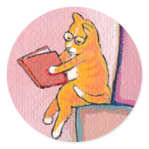 Cat art reading fun - Marmalade Prefers Solitude stickers