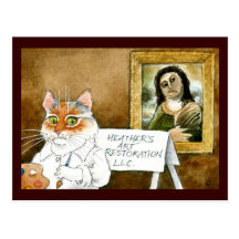 Cat Art Restoration Spanish Fresco spoof Postcard