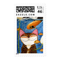 cat art - water (5 elements) postage