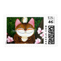 cat art - wood (5 elements) postage