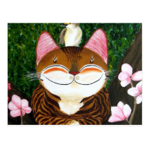 cat art - wood (5 elements) postcard