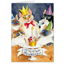Cat Birthday party greeting card