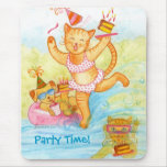 Cat Birthday Pool Party Mouse Pads
