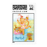 Cat Birthday Pool Party Stamp