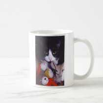 Cat black & white  Season's Greetings mugs