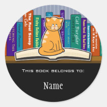 Cat Bookplate Sticker stickers