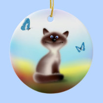 Cat & Butterflies ornaments