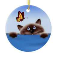 Cat & Butterfly ornament