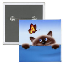 Cat & Butterfly Pinback Buttons