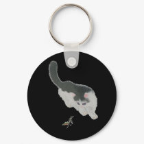 Cat Chasing Cricket keychains