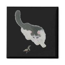 Cat Chasing Cricket magnets by christigmc Cat Chasing Cricket magnets