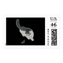 Cat Chasing Cricket postage